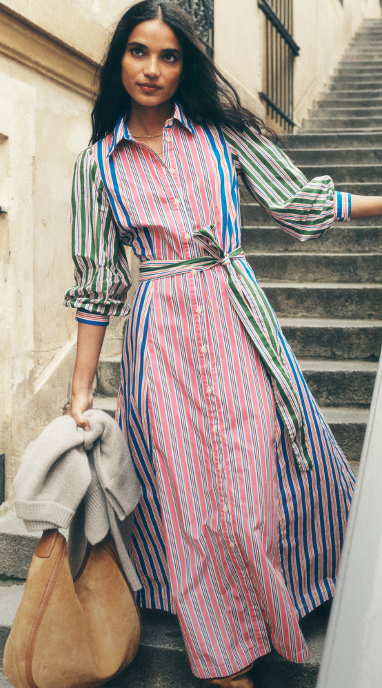 Woman wearing Boden Clara Dress, button "Shop New In" linking to women's new in products page