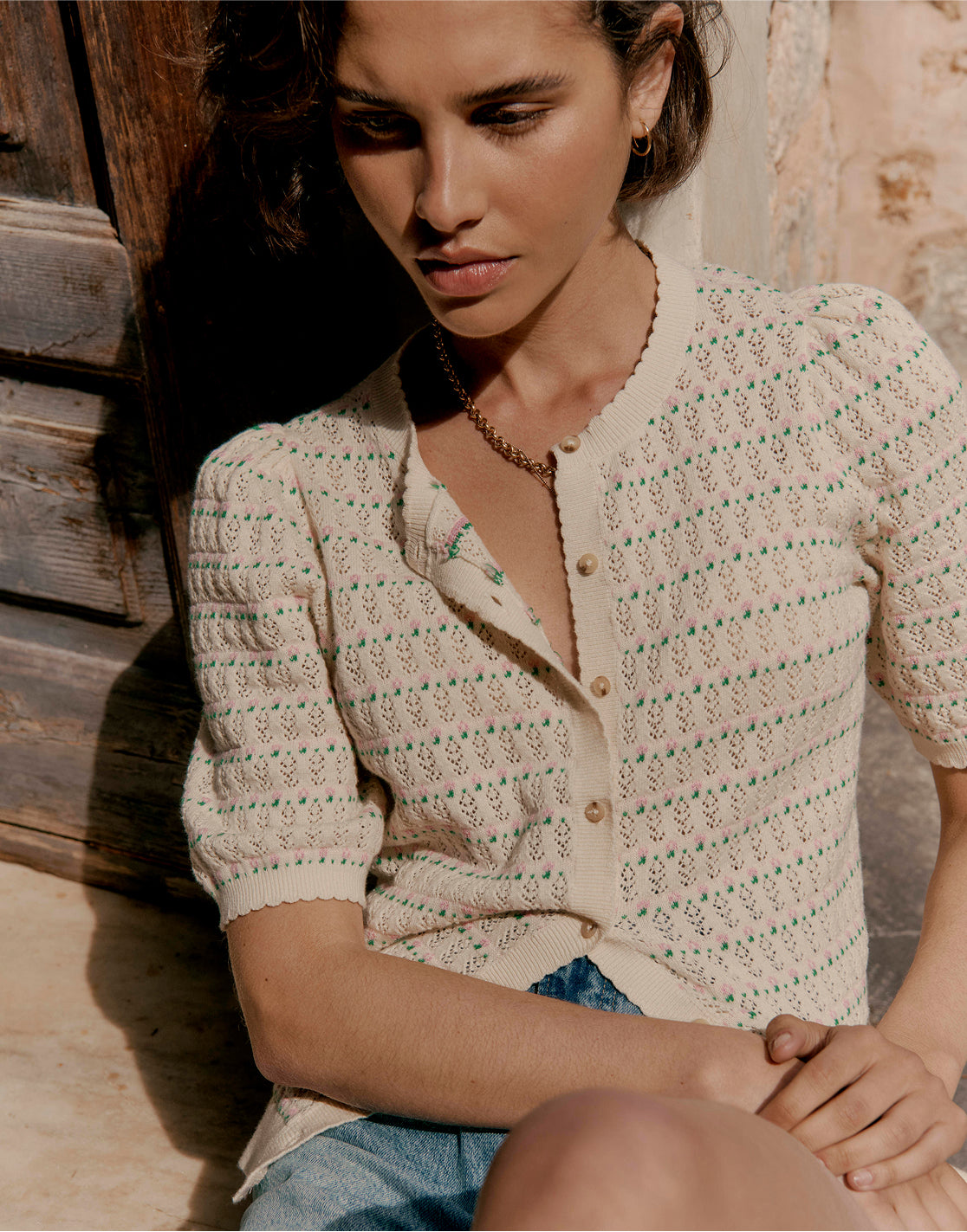 Shop Boden Women's Dot Pointelle Cardigan - Pretty Floral Fair Isle