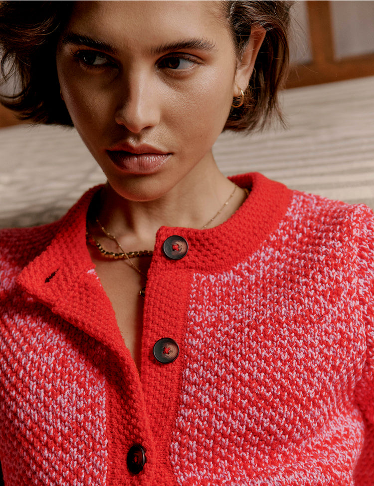 Shop Boden Women's Libby Knitted Jacket - Pink Ribbon/Poppy Red