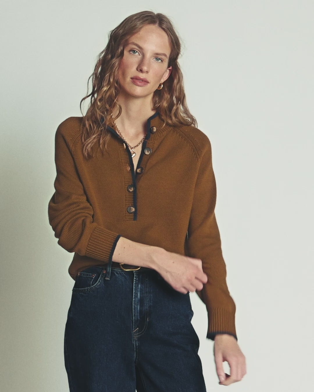 Lara Baumwollpullover mit Knopfleiste