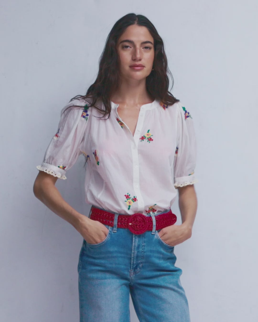 Kurzärmliges Dolman-Oberteil