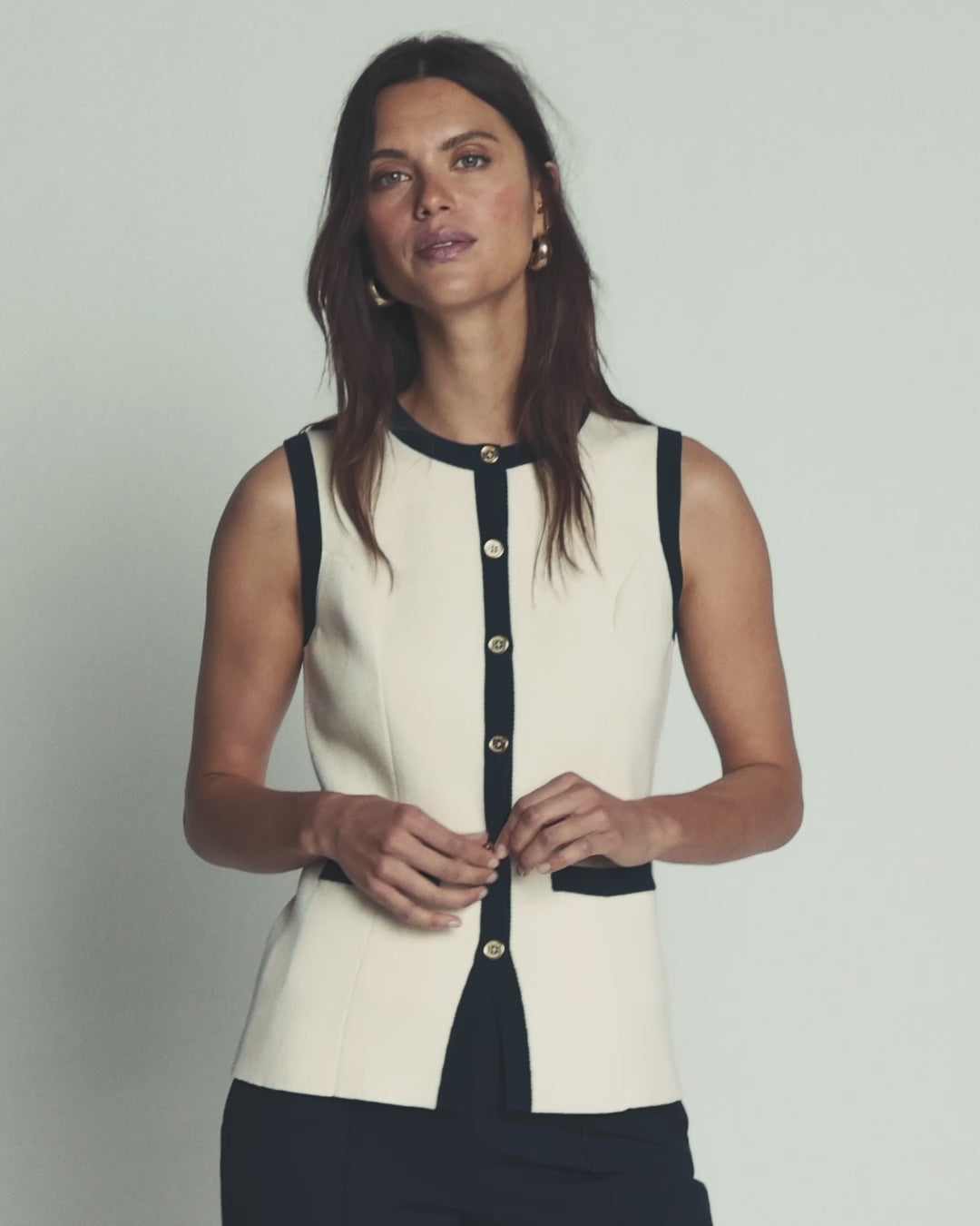 Crew Milano Knit Waistcoat-Ivory-2