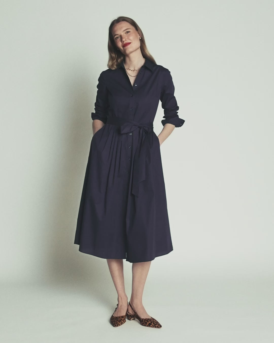 Alexa Midi-Hemdblusenkleid aus Baumwolle