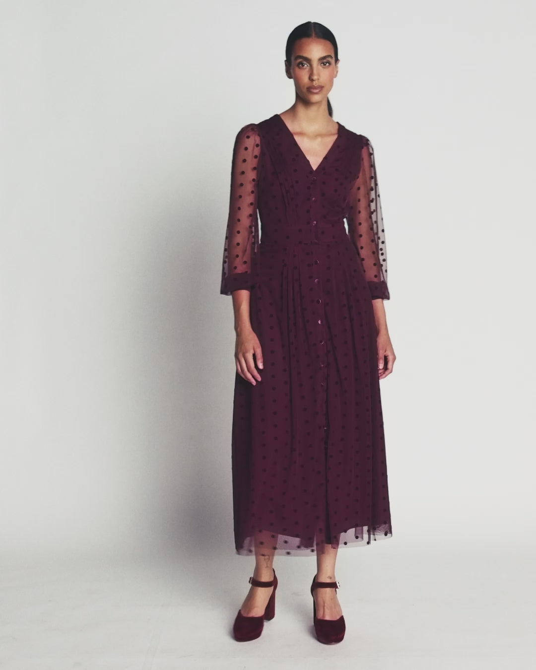 Midikleid aus Tüll mit Faltendetail
