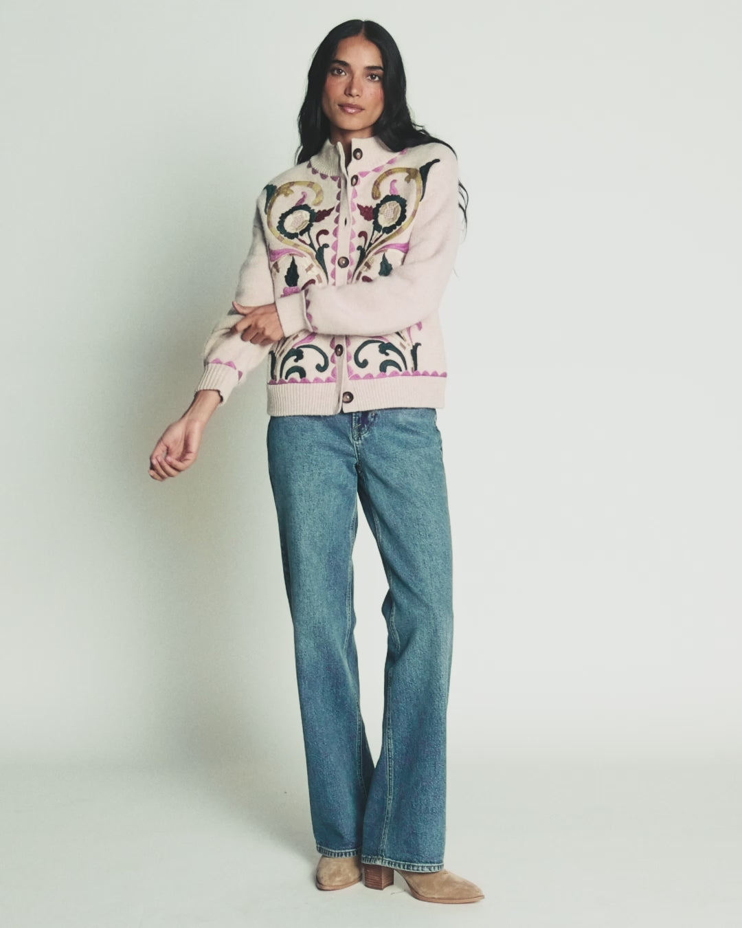 Jemma Jacquard-Strickjacke