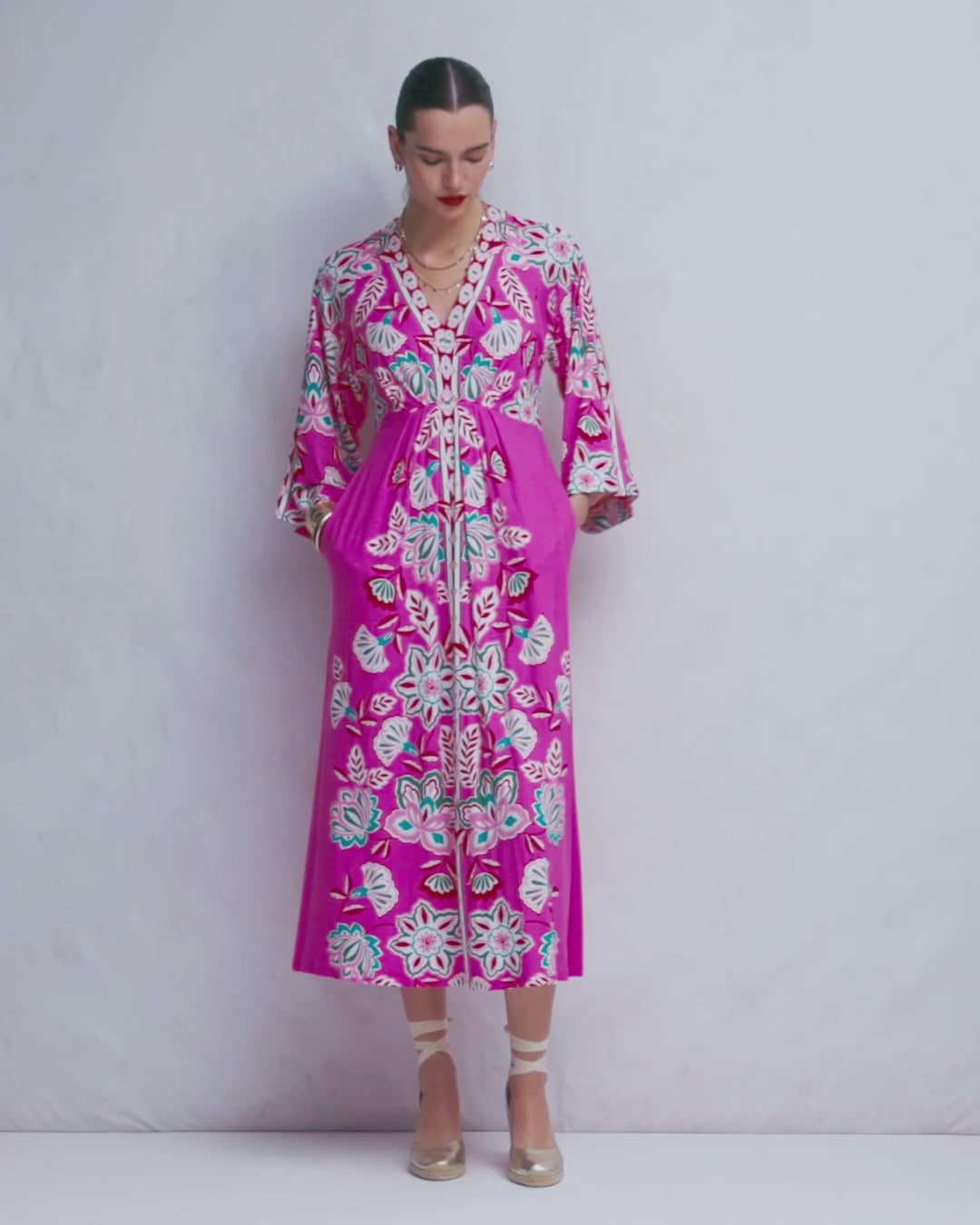 Nell Midi-Kimonokleid aus Jersey