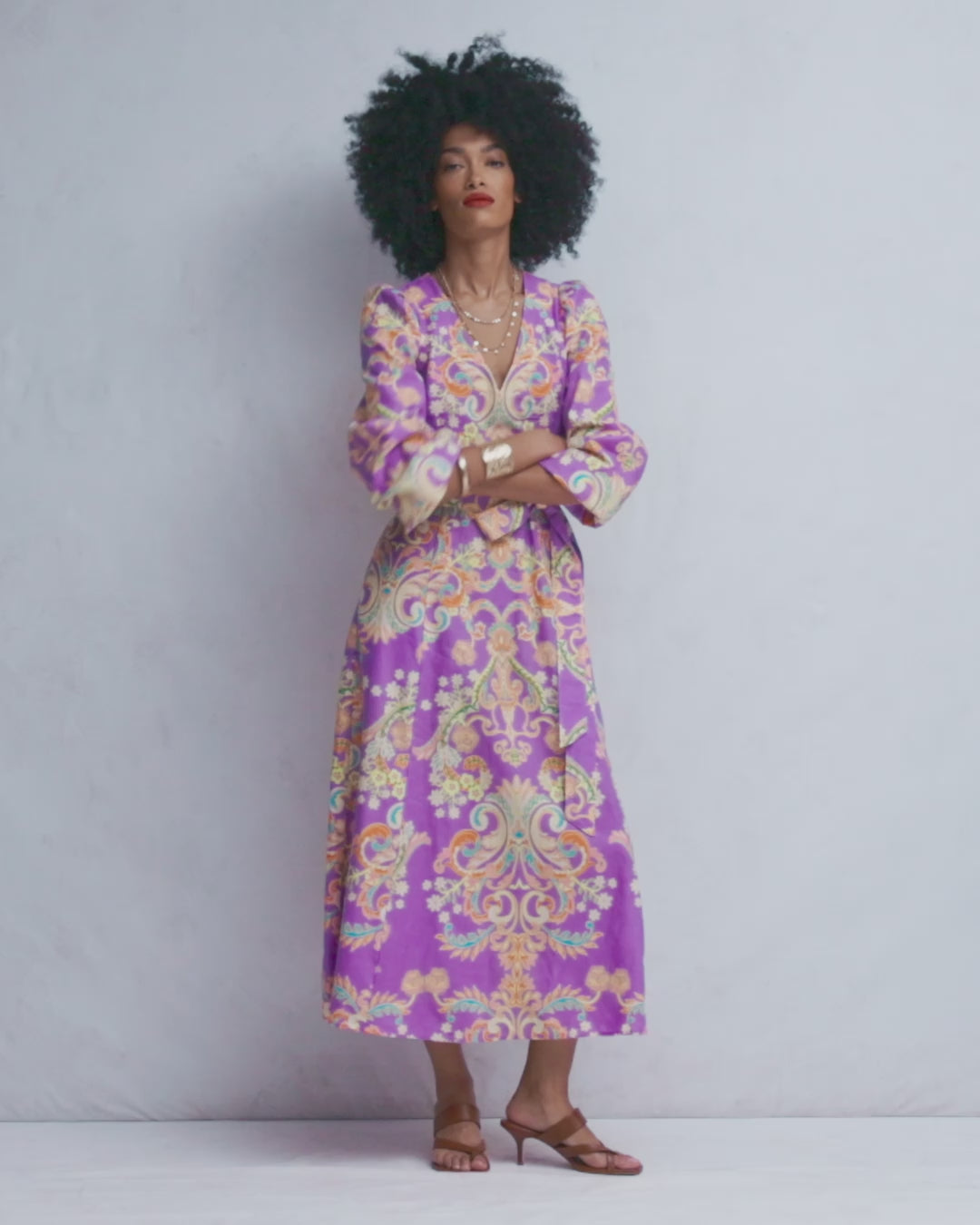 Robe Florence en lin mélangé-Motif Enchanting Bouquet multi-2