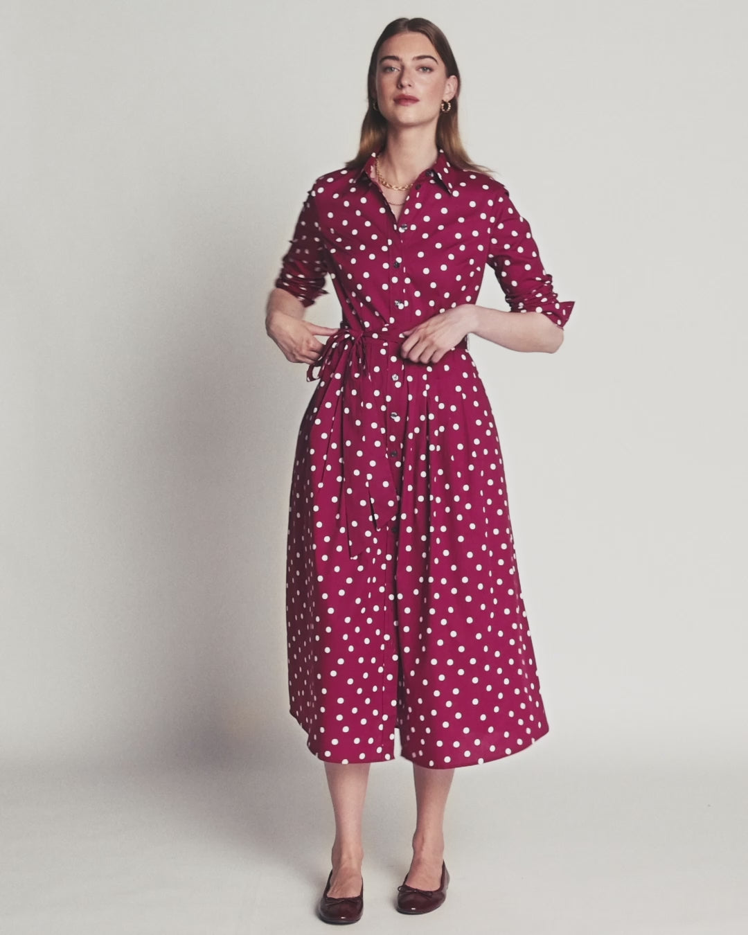 Alexa Midi-Hemdblusenkleid aus Baumwolle