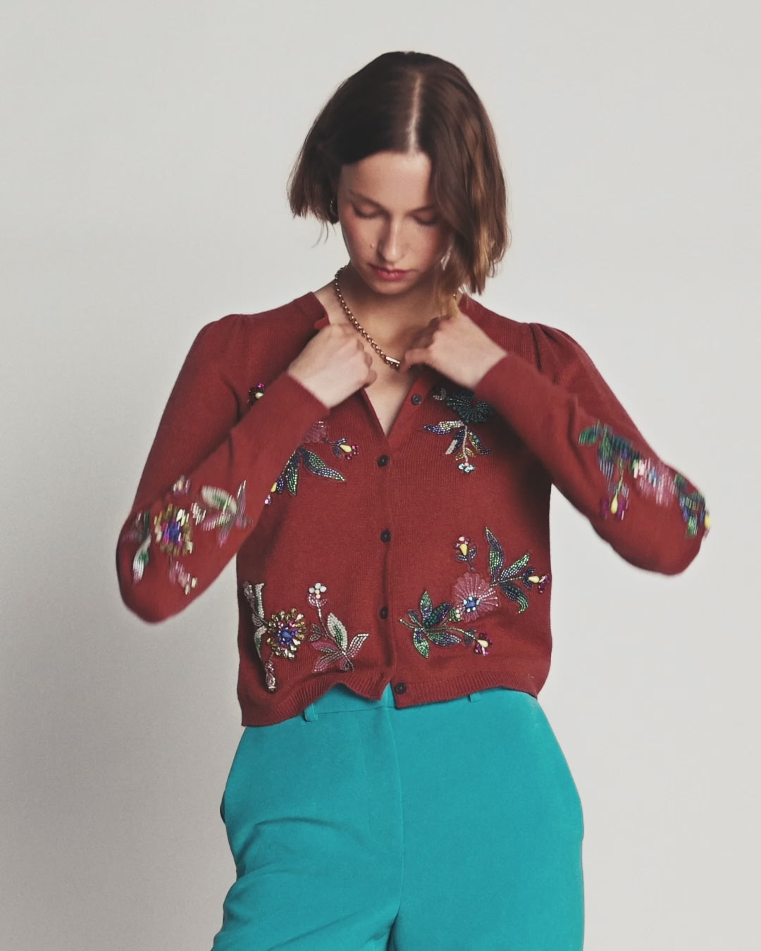 Ria Verzierte Strickjacke