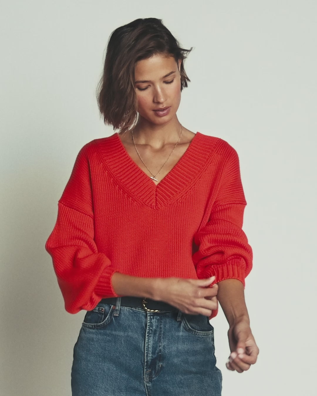 Lucy Baumwollpullover mit V-Ausschnitt