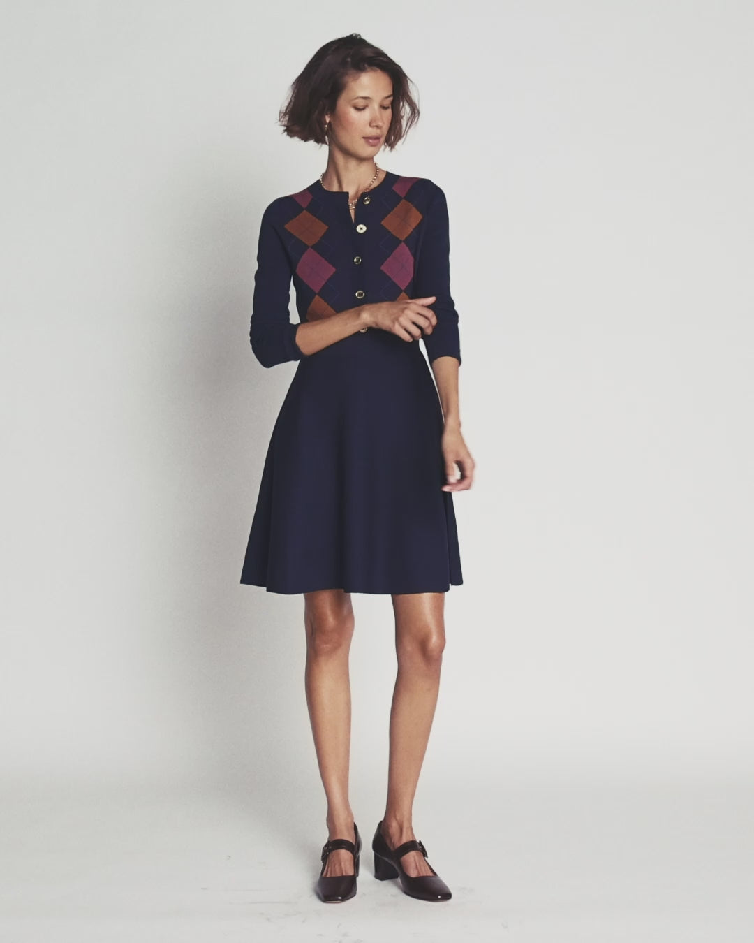 Jacquardkleid mit Rundhalsausschnitt