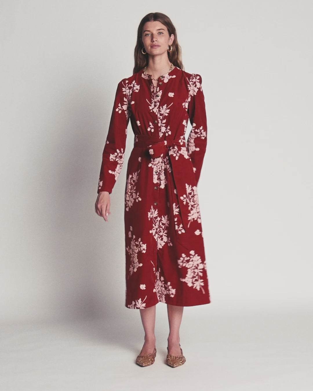 Louise Midi-Hemdblusenkleid aus Cord