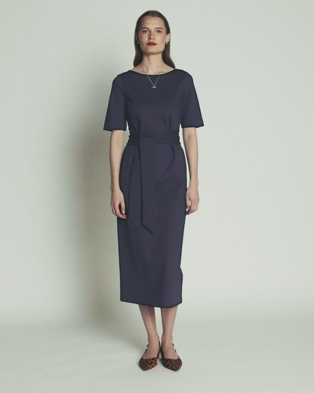 Ponte-Midikleid mit Gürtel