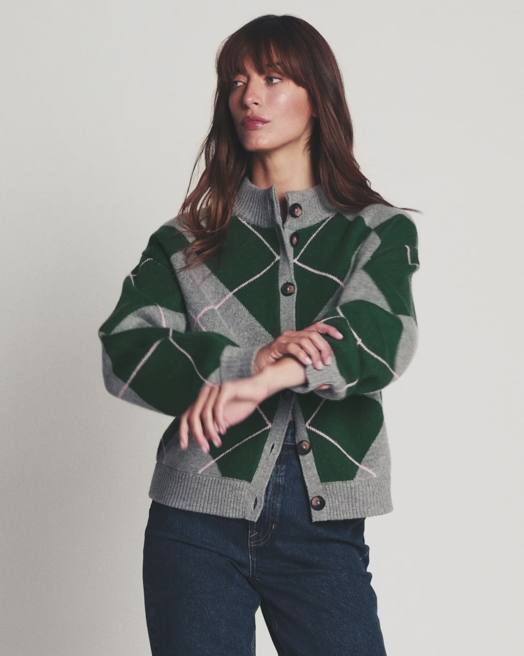 Jemma Jacquard-Strickjacke