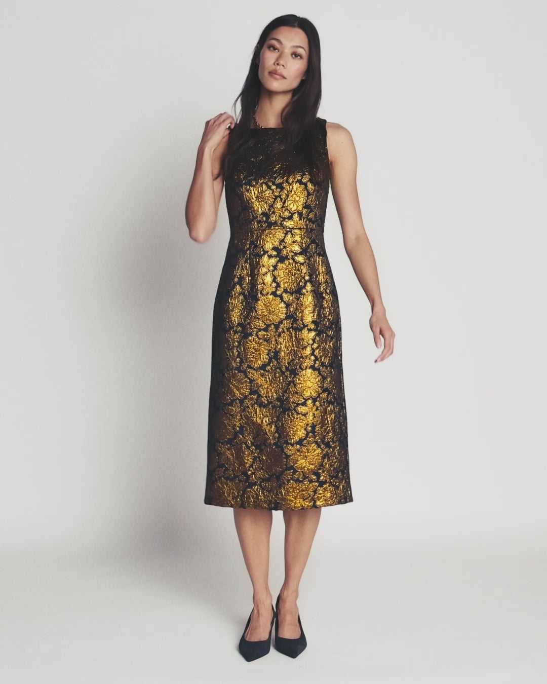 Jacquardkleid mit U-Boot-Ausschnitt