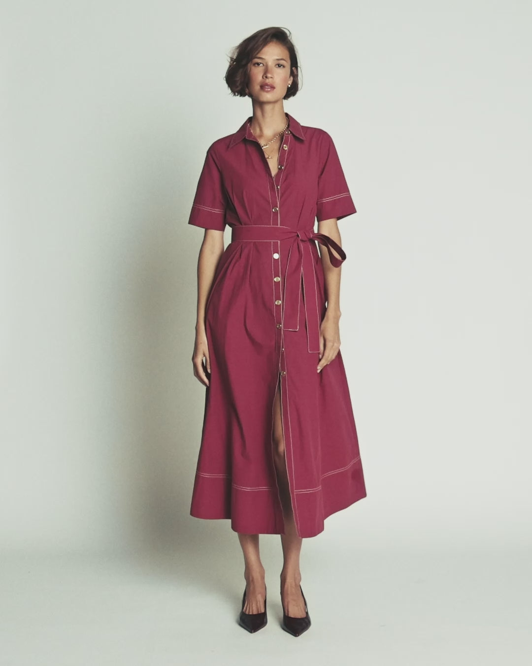Sarah Midi-Hemdblusenkleid aus Baumwolle