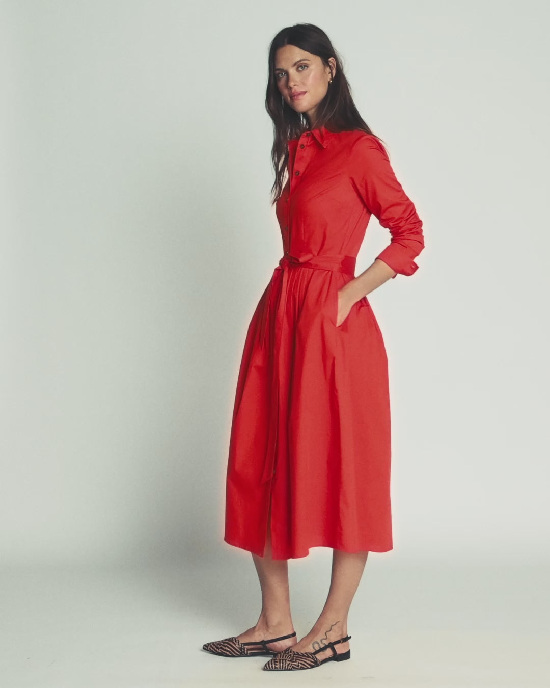 Alexa Midi-Hemdblusenkleid aus Baumwolle